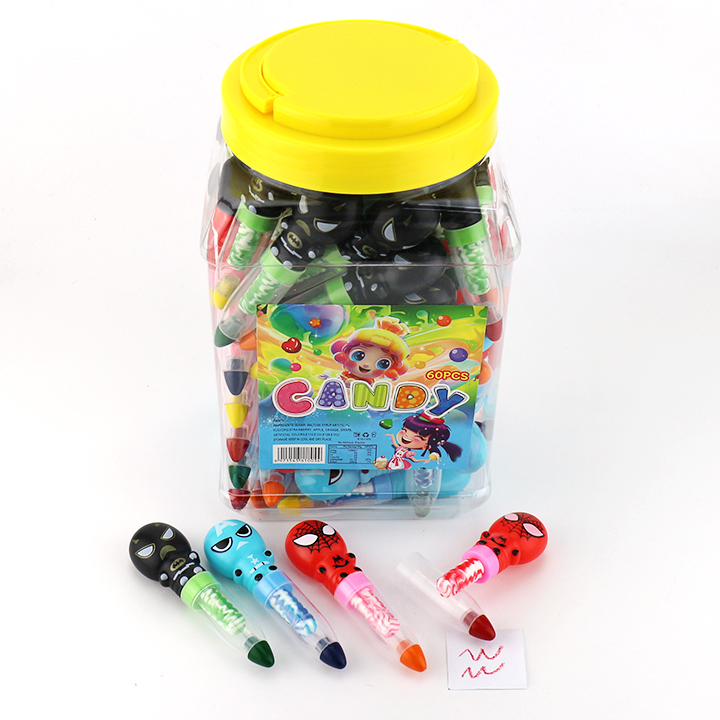 Cartoon Spiderman Candy Crayon Pen toy candy with nipple hard lollipop CH-T1394
