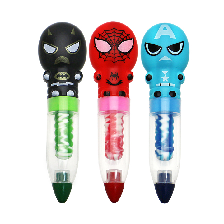 Cartoon Spiderman Candy Crayon Pen toy candy with nipple hard lollipop CH-T1394