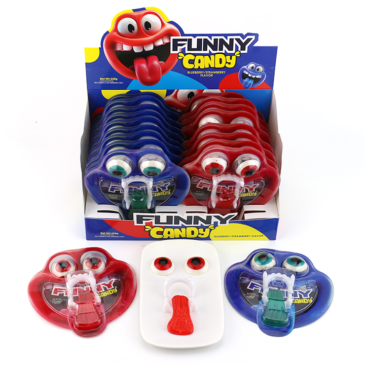 Funny candy eyeball and Tongue shaped jelly gummy candy with Devil's Teeth Toy CH-T1395