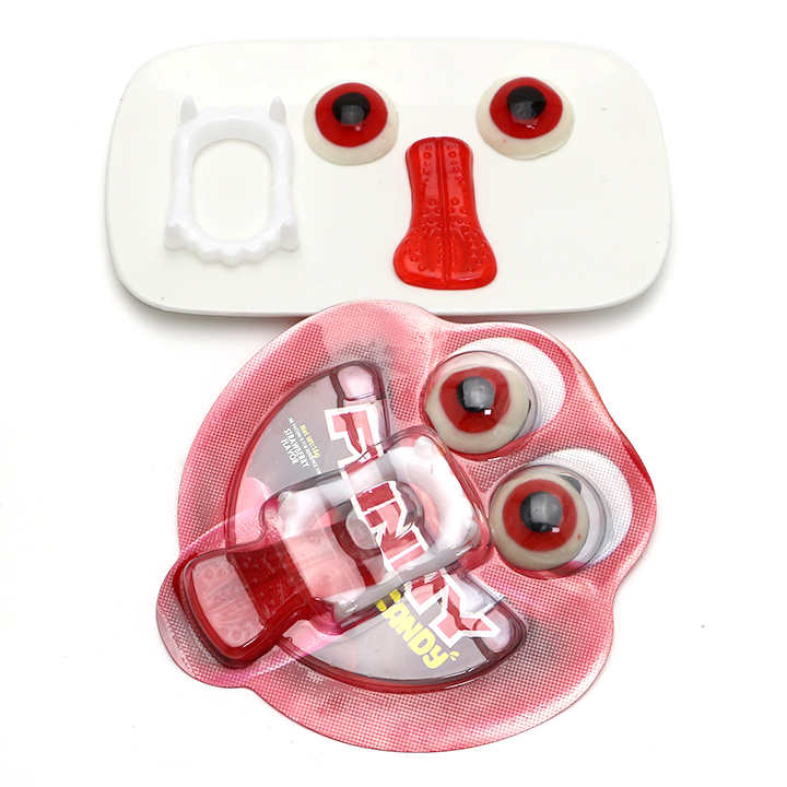 Funny candy eyeball and Tongue shaped jelly gummy candy with Devil's Teeth Toy CH-T1395