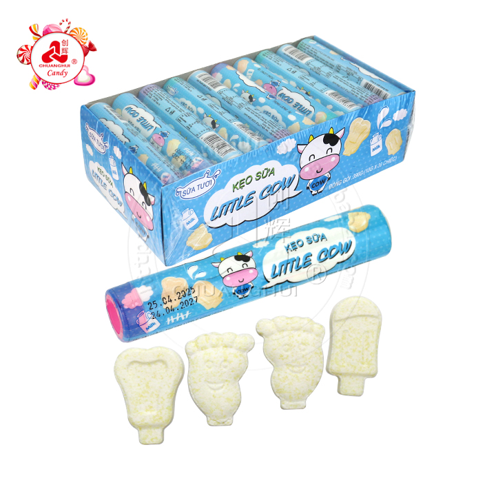 Halal Little Cow Dry Milk candy small popsicle shaped milk pressed tablet candy CH-Z288