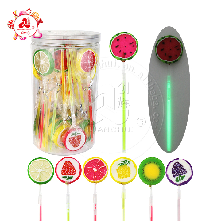 20g Colorful Fruit Sliced Lollipop Fluorescent Glowing Handmade Lollipop Candy CH-A111