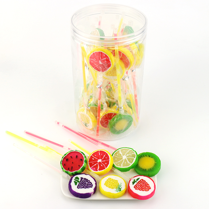 20g Colorful Fruit Sliced Lollipop Fluorescent Glowing Handmade Lollipop Candy CH-A111