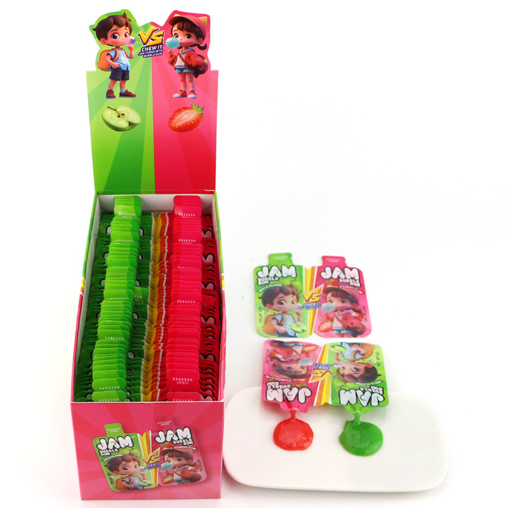 Strawberries, apples Flavor 2 in 1 Squeeze Liquid Jam Bubble Gum JAM Candy CH-E342