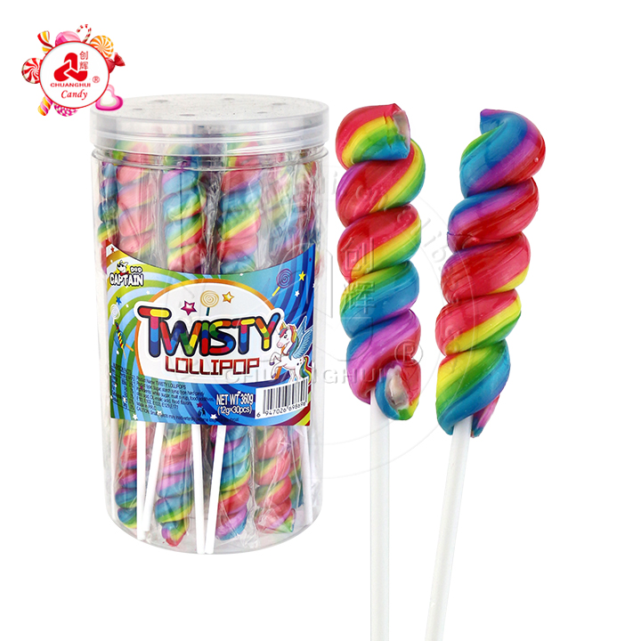 HALAL 12g Rainbow Spiral Twist Handmade Swirl Hard Lollipop Candy CH-H077