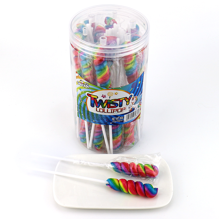 HALAL 12g Rainbow Spiral Twist Handmade Swirl Hard Lollipop Candy CH-H077