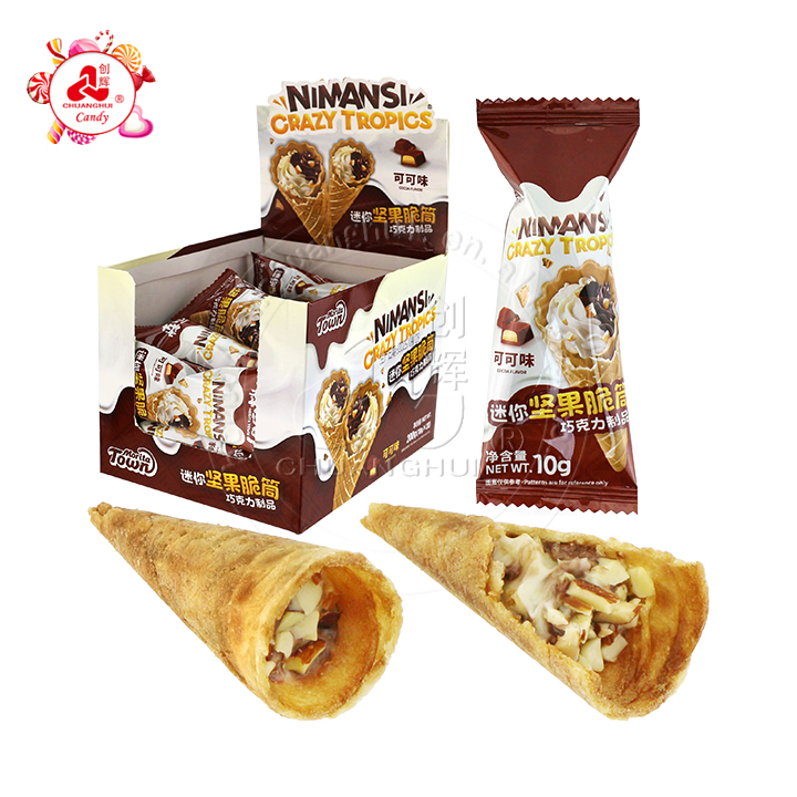 Crispy Ice Cream Cone Biscuit With Chocolate Cream and crushed nuts CH-D146