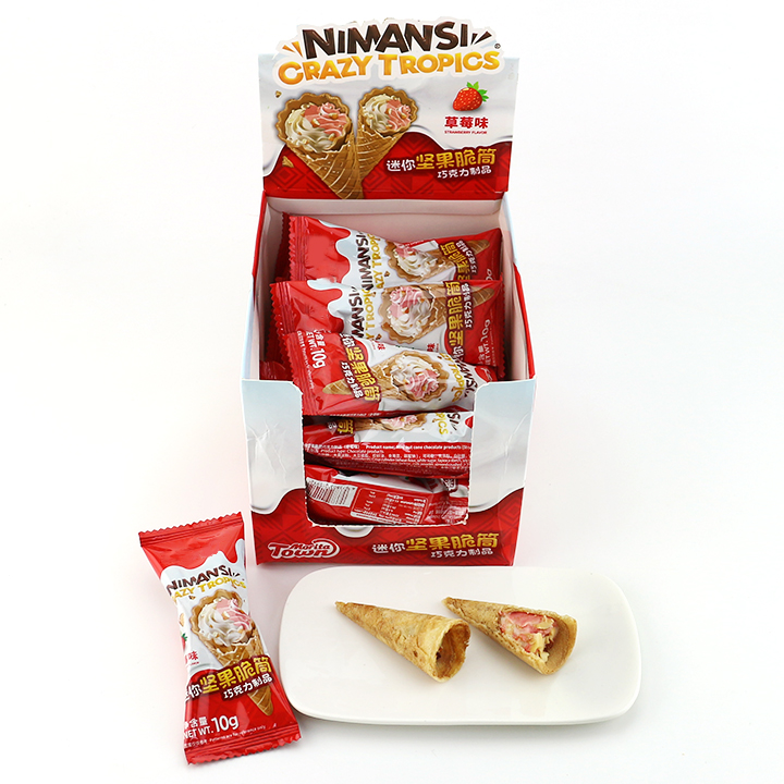 Crispy Ice Cream Cone Biscuit With Chocolate Cream and crushed nuts CH-D146