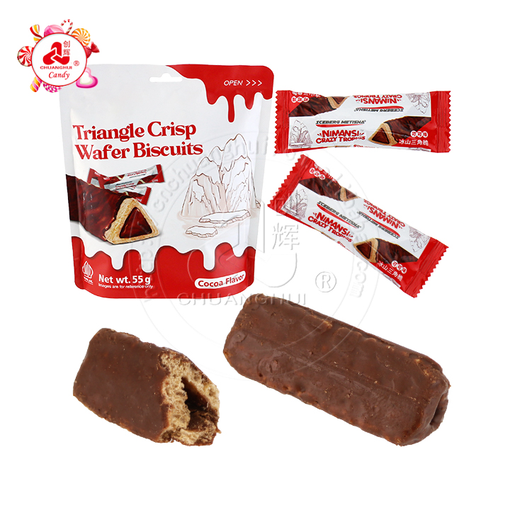 Mini chocolate jam coated cookies triangular crispy wafer biscuit CH-D147