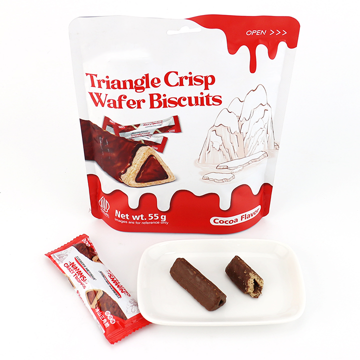 Mini chocolate jam coated cookies triangular crispy wafer biscuit CH-D147