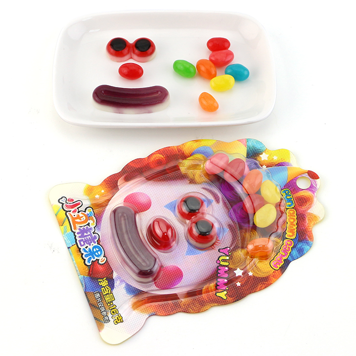Magical Joker Candy Eyeball, Lips Shaped Clown Gummy Candy with jelly beans CH-J680