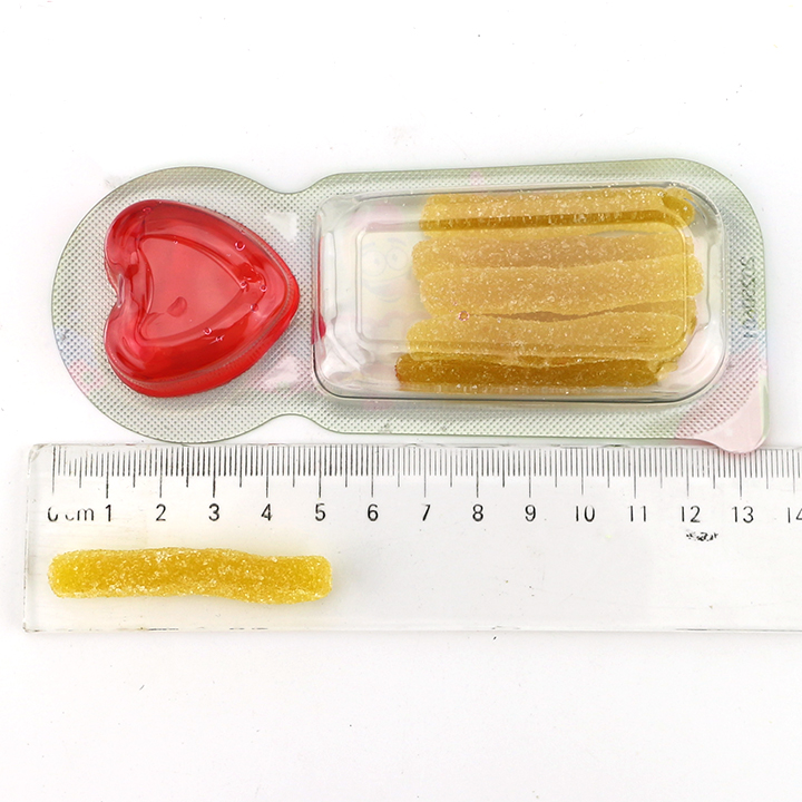 30g Sweet Dip French fries shaped chewy gummy candy stick with heart-shaped sour jam cup CH-J683