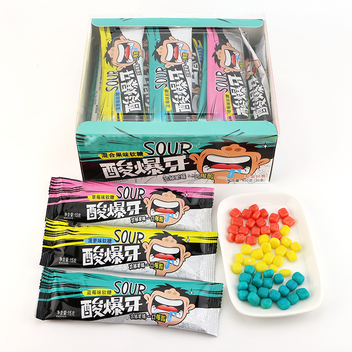 Halal Colorful Mix Fruity Flavor Super Sour Chewy Candy Bean CH-J684
