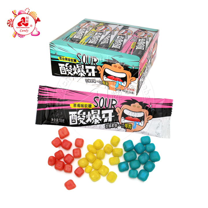 Halal Colorful Mix Fruity Flavor Super Sour Chewy Candy Bean CH-J684