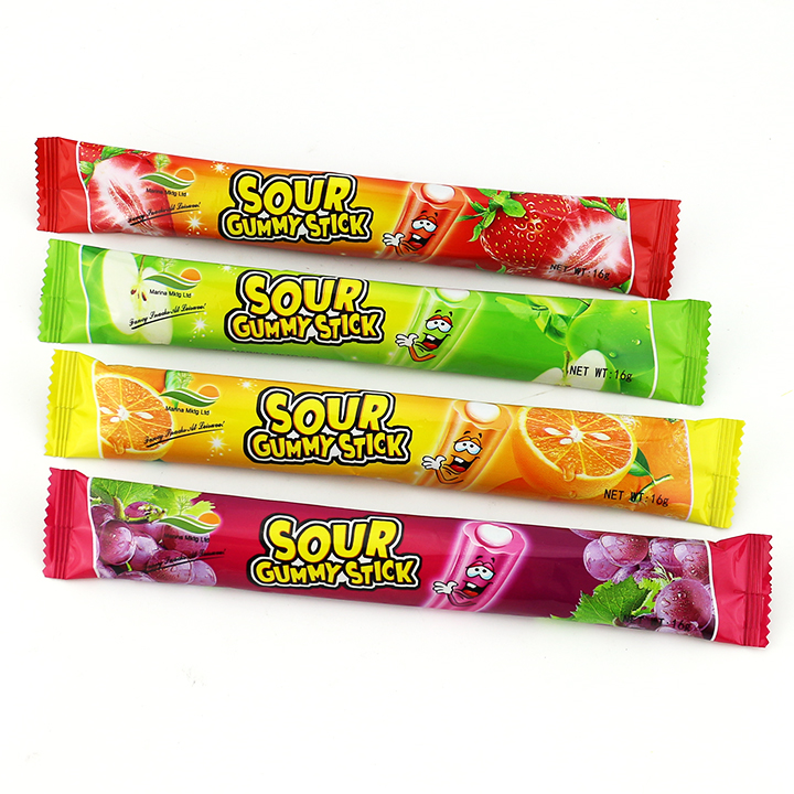 HALAL Licorice Straw Shaped Sour Gummy Candy Strips with Sour Powder Filled CH-J686