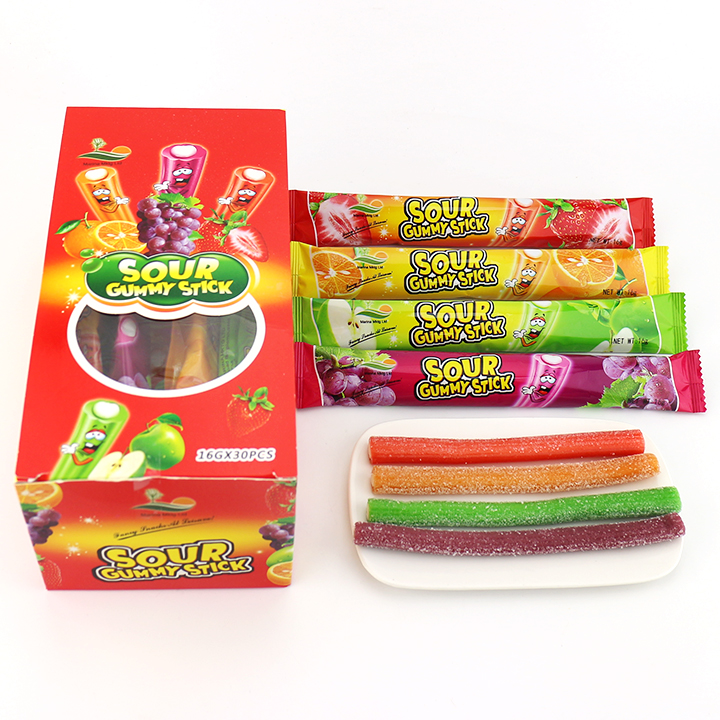 HALAL Licorice Straw Shaped Sour Gummy Candy Strips with Sour Powder Filled CH-J686