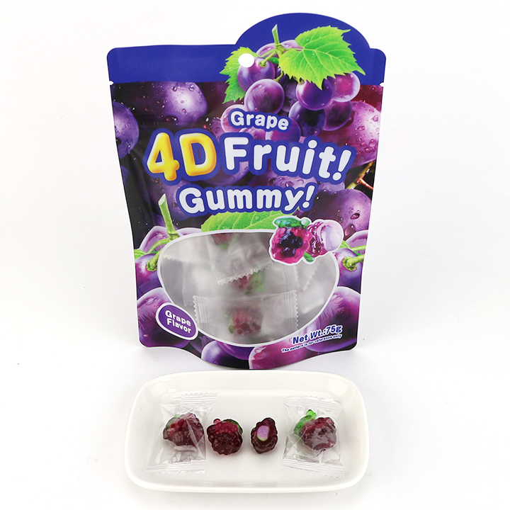 4D Fruits Gummy Fudge Snacks Confectionery 3D fruit shaped jelly gummy candies with jam filling CH-J688