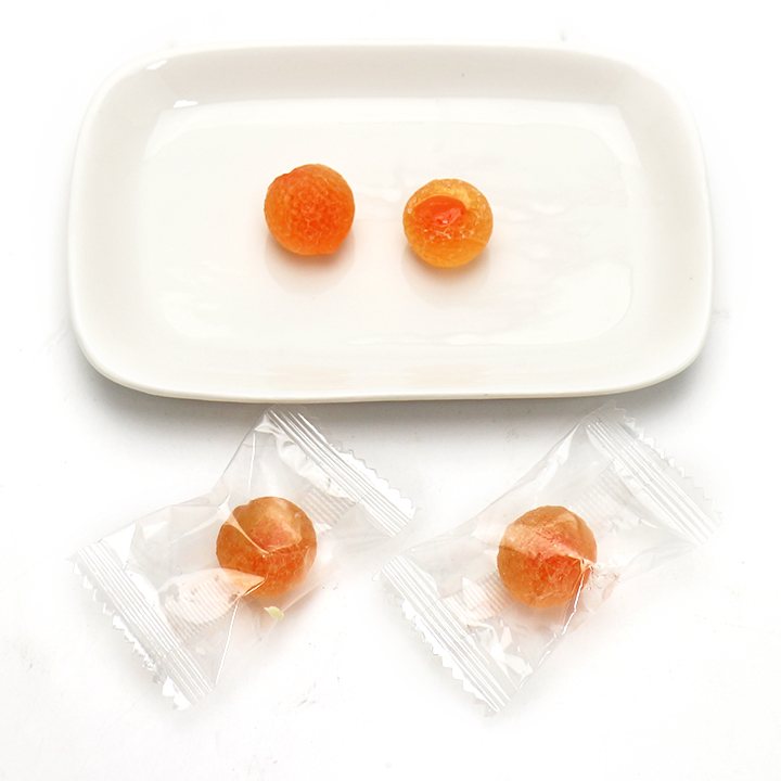 Crunchy sugar coated fruit juice Sour gummy pomelo candy with jam filling CH-J689
