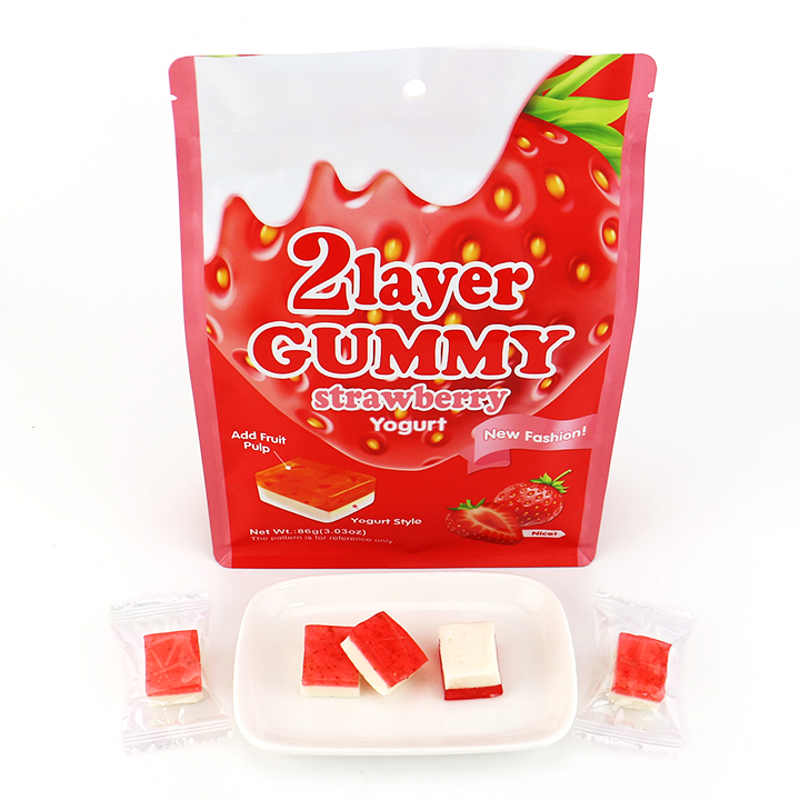 2 layer gummies fruit and yogurt flavored cube gummy jelly candy CH-J690
