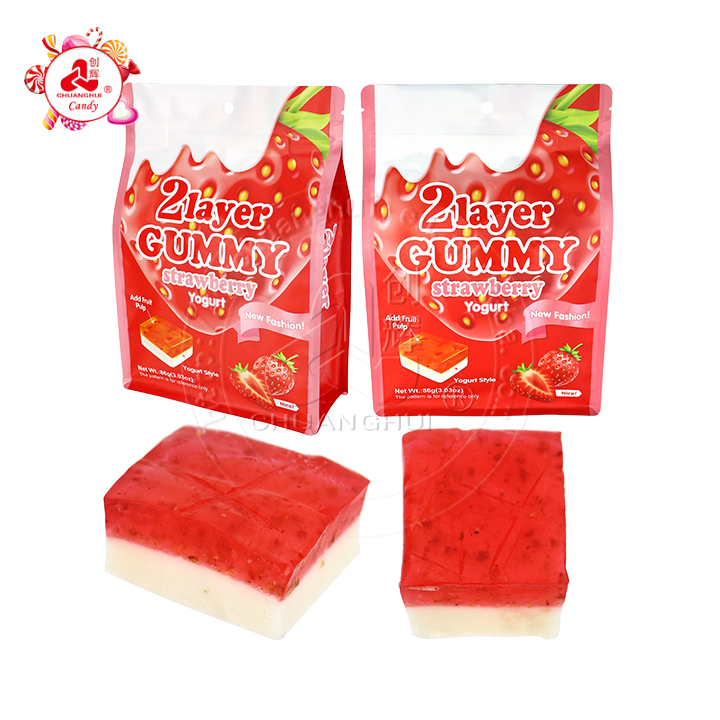 2 layer gummies fruit and yogurt flavored cube gummy jelly candy CH-J690