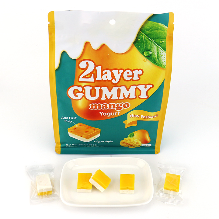 2 layer gummies fruit and yogurt flavored cube gummy jelly candy CH-J690