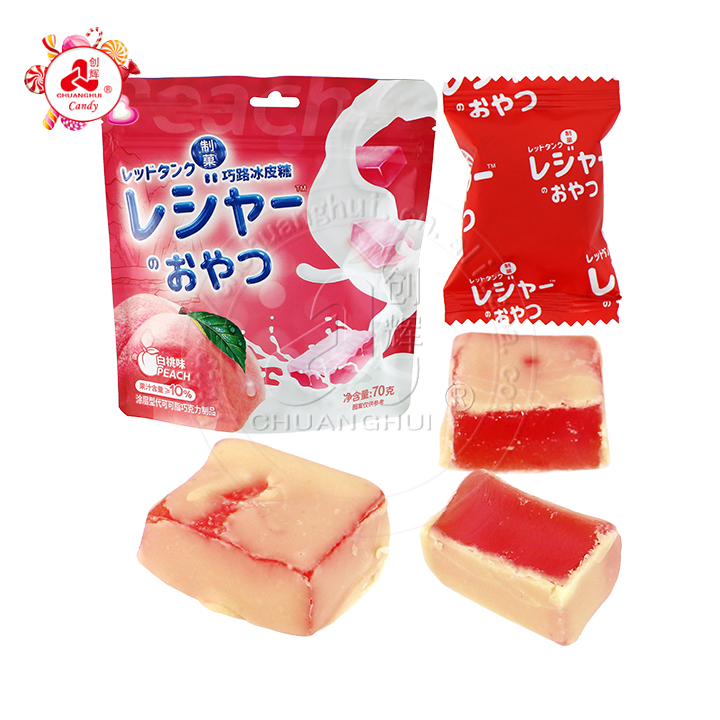 White chocolate coated fruit flavored cube jelly gummy candy CH-J692