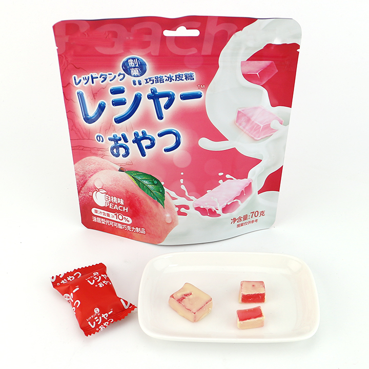 White chocolate coated fruit flavored cube jelly gummy candy CH-J692