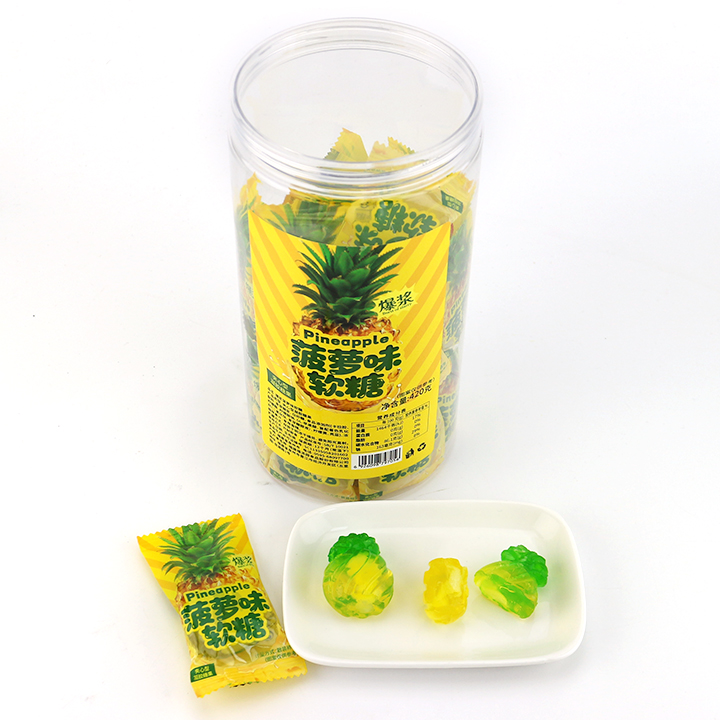 Bottled 3D Pineapple Fruit Shaped Jelly Gummy Candy with Pineapple Jam Filling CH-J693