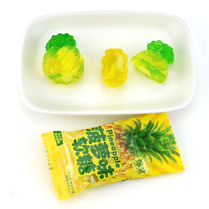 Bottled 3D Pineapple Fruit Shaped Jelly Gummy Candy with Pineapple Jam Filling CH-J693