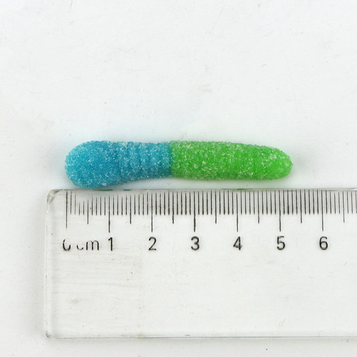 Two-tone Sour Neon Worm Shaped Chewy Soft Gummy Candy CH-J696