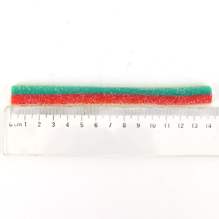 13g Double Colors Licorice Sour Straw Soft Gummy Candy Strips with Sour Powder Filling CH-J716
