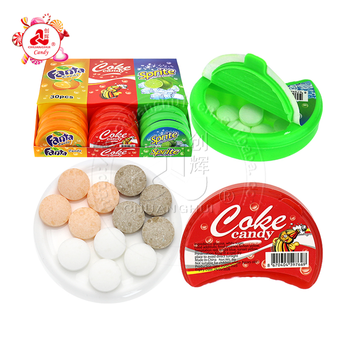 Cola Soda Flavor Pressed Tablet Candy in Half circle box CH-N749