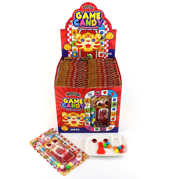 Funny Game candy mixed eyeballs, tongue shaped gummy candies and colorful hard candy fruit balls with devil teeth toys CH-T1399
