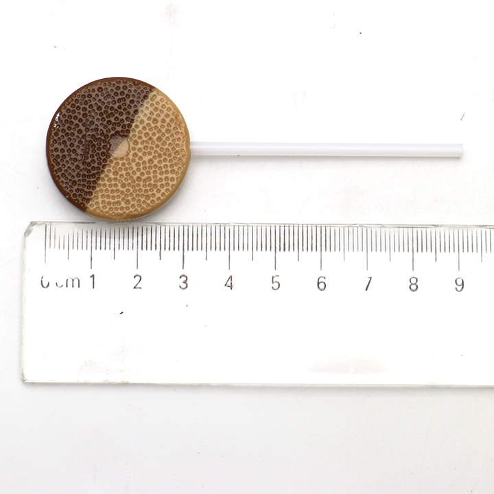 2-in-1 Two Colors Scotch Caramel butter Flavor Round Flat Lollipop with Sugar Free Sour Pressed Candy CH-BP103-5