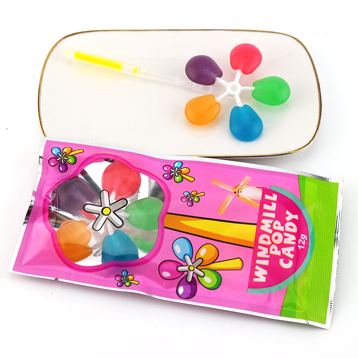 Funny Windmill Pop Candy Five types of fruit flavored Fan lollipops with fluorescent light stick CH-H58-9