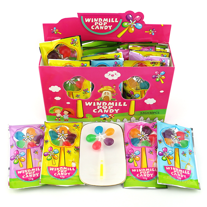 Funny Windmill Pop Candy Five types of fruit flavored Fan lollipops with fluorescent light stick CH-H58-9