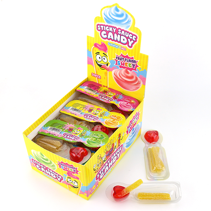 Dipping Stikcy Sauce Candy French fries shaped soft gummy candy with heart shaped sour gel jam CH-J682