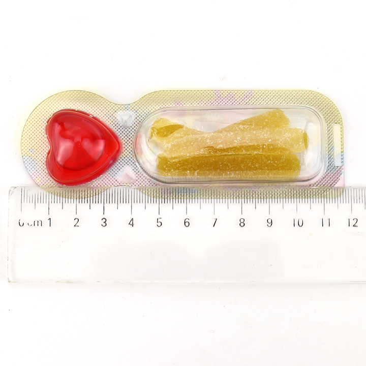 Dipping Stikcy Sauce Candy French fries shaped soft gummy candy with heart shaped sour gel jam CH-J682