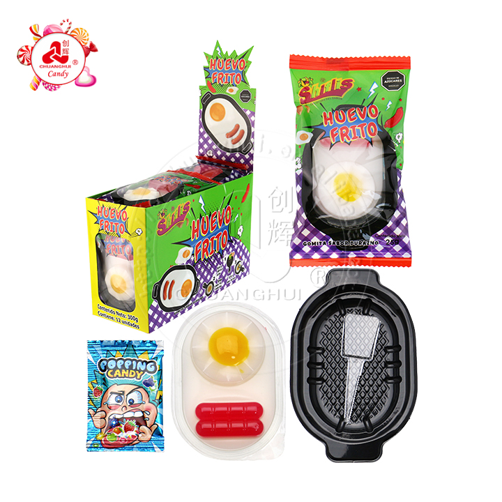 Cartoon Sausage and Fried Egg Shaped Jelly Pudding with Popping Candy CH-K303-1