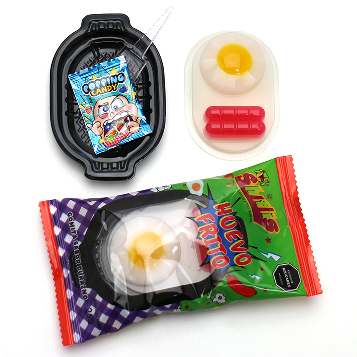 Cartoon Sausage and Fried Egg Shaped Jelly Pudding with Popping Candy CH-K303-1