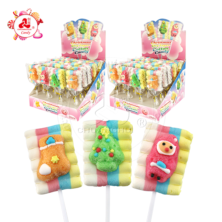 Cartoon Christmas Tree, Santa Claus, Socks wave shaped big marshmallow pop string lollipops CH-M214