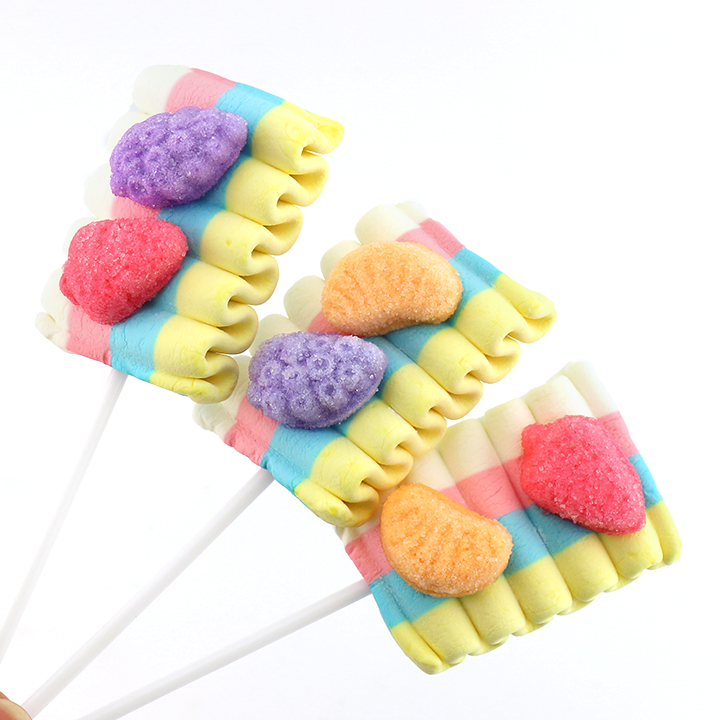 Cartoon Fruit wave shaped big marshmallow pop string lollipops CH-M213
