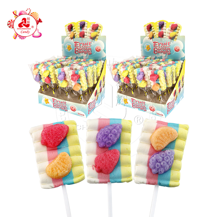 Cartoon Fruit wave shaped big marshmallow pop string lollipops CH-M213