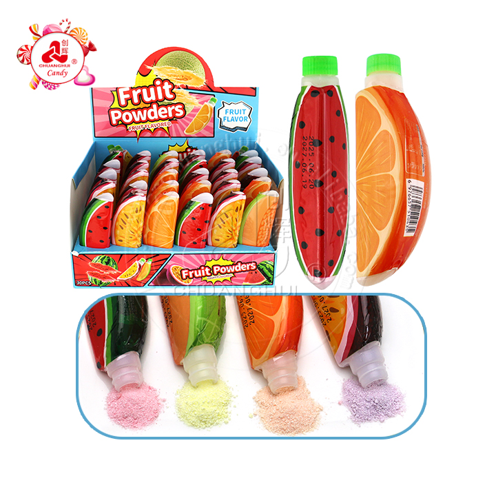 4 types of Sour fruit powder candy in sliced fruit bottle CH-N750