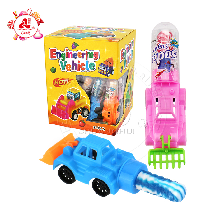 Mini Engineering vehicle bulldozer toy candy with nipple lollipop CH-T1402
