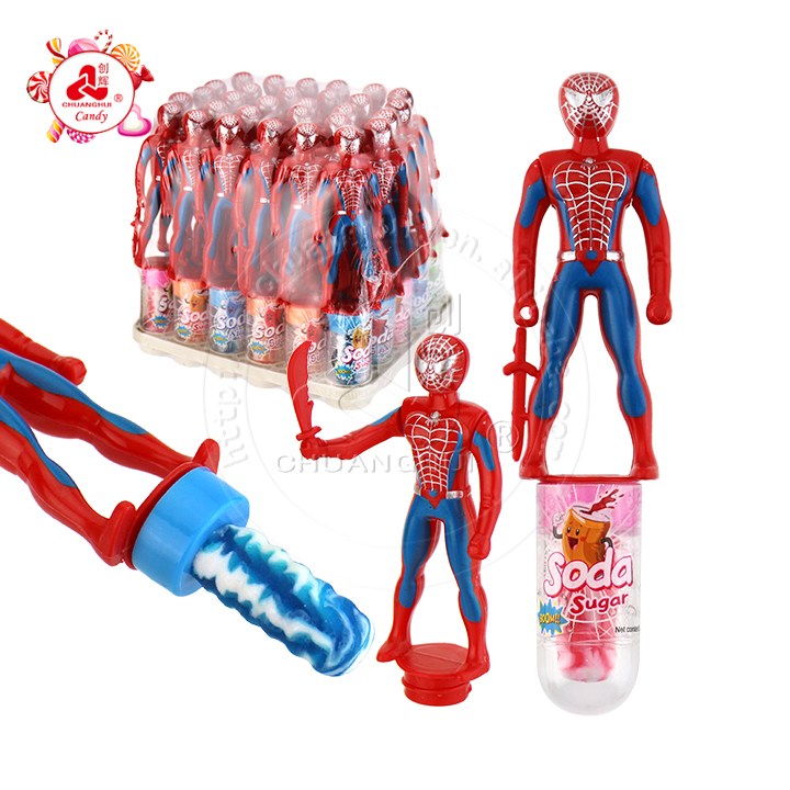 Mini plastic Spiderman toy candy with nipple pop lollipop CH-T1405
