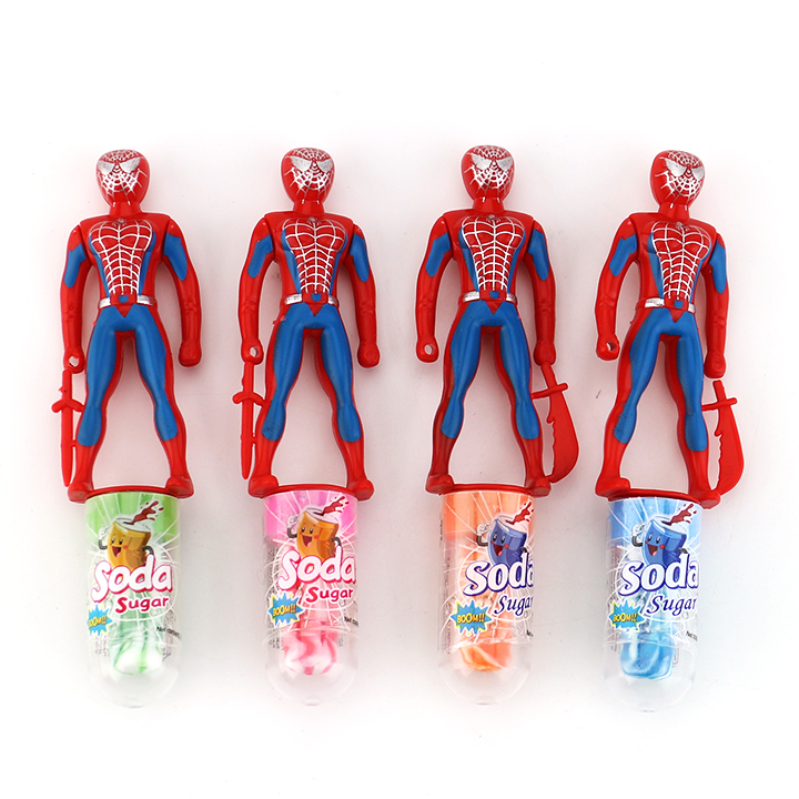 Mini plastic Spiderman toy candy with nipple pop lollipop CH-T1405