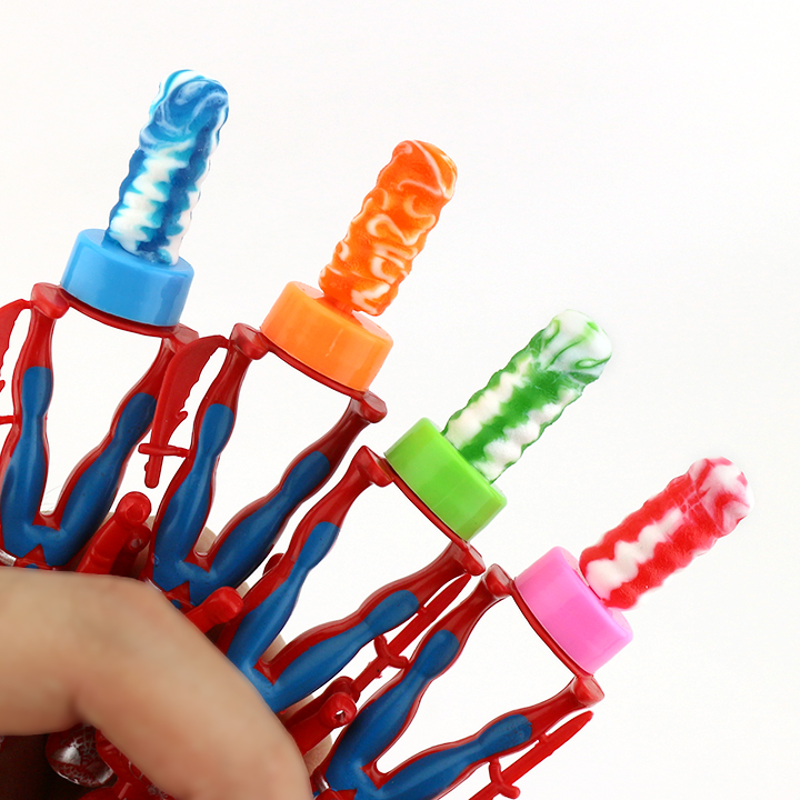 Mini plastic Spiderman toy candy with nipple pop lollipop CH-T1405