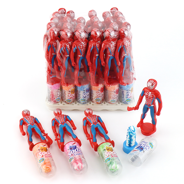 Mini plastic Spiderman toy candy with nipple pop lollipop CH-T1405