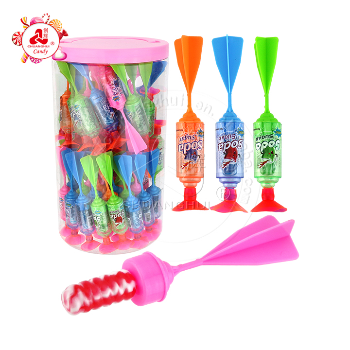 Mini flying dart shaped toy candy with lollipop in Jar CH-T1407